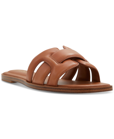 Aldo Women's Elenaa Studded Flat Slide Sandals In Medium Brown