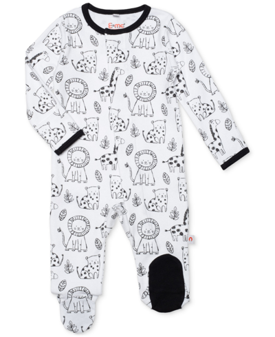 Easy Magnetic Close Baby Boys Magnetic Printed Cotton Footed Coverall In Jungle Pals