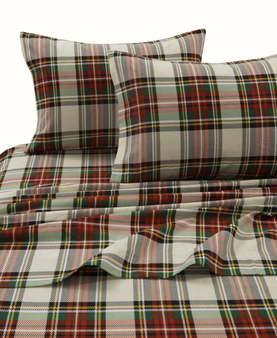 Tribeca Living Cotton Flannel 4-pc Extra Deep Pocket Sheet Set, Queen In Cream Plaid