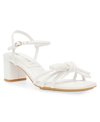 Anne Klein Keilly Womens Faux Leather Ankle Strap Block Heel In White Smooth