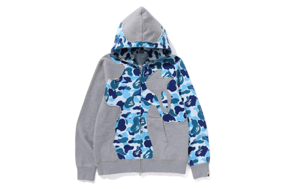 Pre-owned Bape Abc Camo Patchwork Full Zip Hoodie Blue
