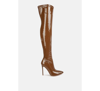 London Rag Riggle Patent Pu Stiletto Long Boots In Brown