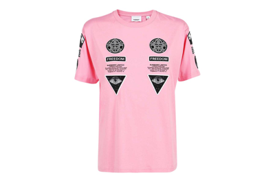 Pre-owned Burberry Badge Applique Cotton T-shirt Pink