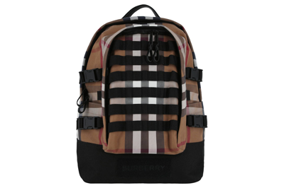 Pre-owned Burberry Check Print Backpack Brown