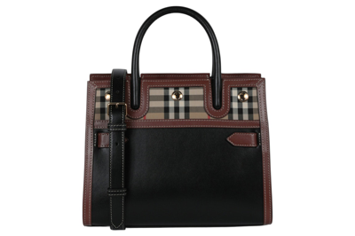 Pre-owned Burberry House Check Title Tote Black