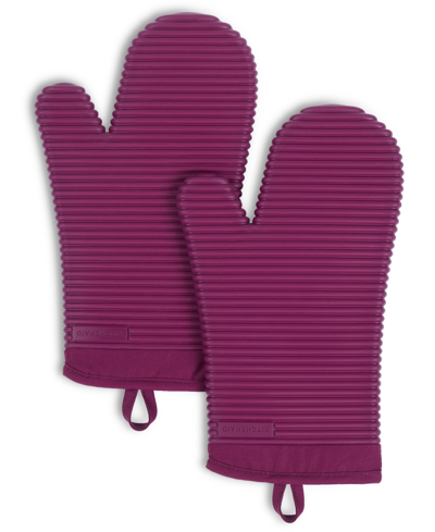 Kitchenaid Ribbed Soft Silicone Oven Mitt 2-pack Set, 7.5" X 13" In Beet