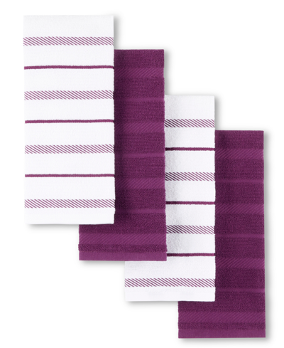 Kitchenaid Albany Kitchen Towel 4-pack Set, 16" X 26" In Beet,white