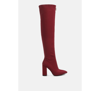 London Rag Ronettes Knee High Stretch Long Boots In Burgundy