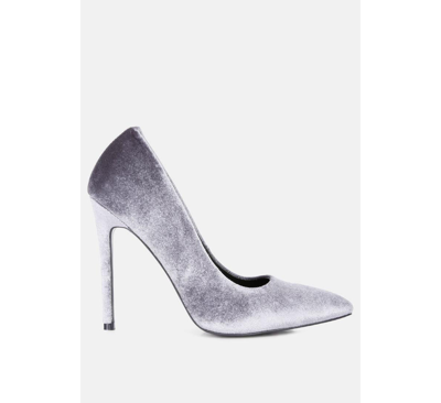 London Rag Janessa Velvet High Heeled Sandals In Grey