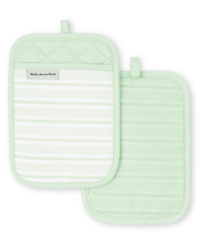 Kitchenaid Albany Pot Holder 2-pack Set, 7" X 10" In Pistachio