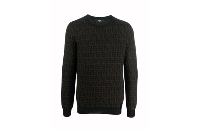 Pre-owned Fendi Ff Allover Logo Sweater Brown/black
