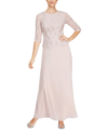 Alex Evenings Petite Sequin Lace Gown In Shell Pink
