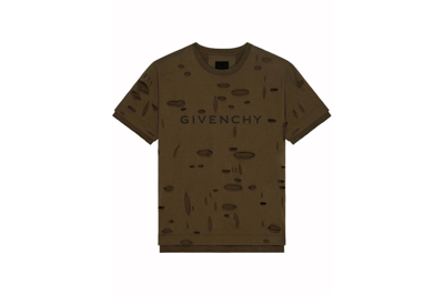Pre-owned Givenchy 2 Layers Classic Fit Hole T-shirt Khaki