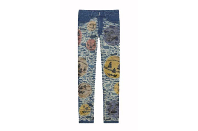 Pre-owned Givenchy X Josh Smith Destroyed Pumpkin Slim Fit Jeans Blue/multicolor