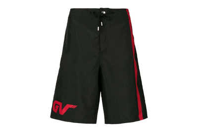 Pre-owned Givenchy Side Stripe Swim Shorts Black/red