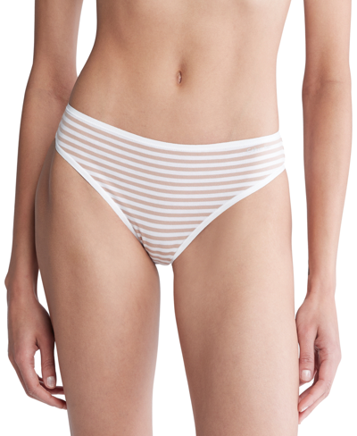 Calvin Klein Cotton Form Bikini Underwear Qd3644 In Nude Marching Stripe