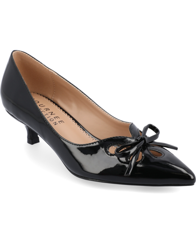 Journee Collection Women's Lutana Wide Width Pointed Toe Kitten Heel Pumps In Black