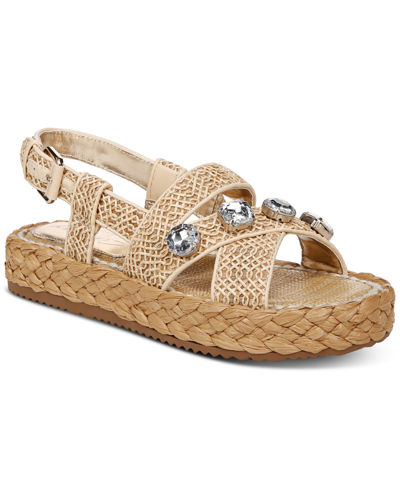 Circus Ny By Sam Edelman Women's Wrigley Embellished Woven Raffia Platform Sandals In Natural Raffia