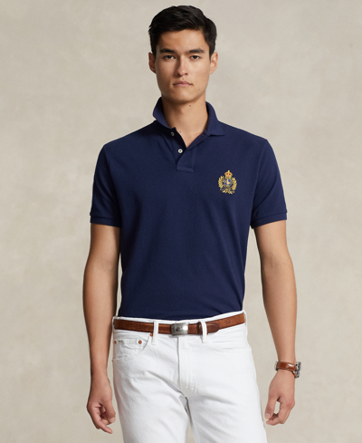 Polo Ralph Lauren Men's Custom Slim Triple-pony Mesh Polo Shirt In Newport Navy