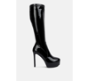 London Rag Shawtie High Heel Stretch Patent Calf Boots In Black