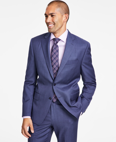 Michael Kors Men's Classic-fit Wool-blend Stretch Solid Suit Jacket In Blue Solid