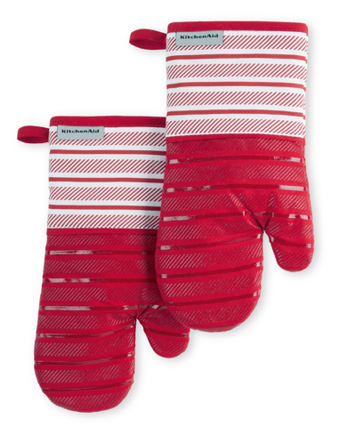 Kitchenaid Albany Oven Mitt 2-pack Set, 7" X 13" In Passion Red
