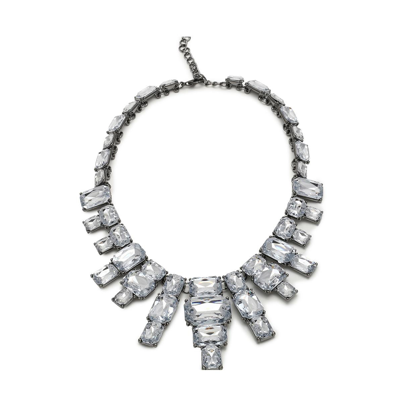 Sohi Women's Crystal Statement Necklace In Silver