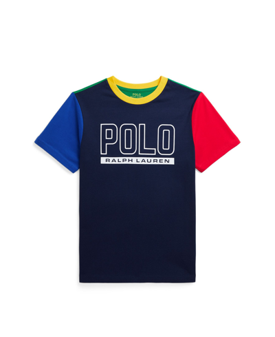 Polo Ralph Lauren Kids' Toddler And Little Boys Color-blocked Logo Cotton Jersey T-shirt In Newport Navy Multi