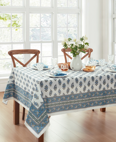 Elrene Tropez Block Print Stain Water Resistant Indoor And Outdoor Tablecloth, 52" X 70" Rectangle In Multi