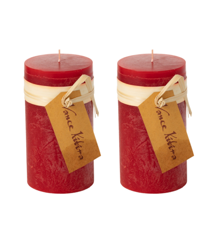 Vance Kitira 6" Timber Pillar Candles, Set Of 2 In Cranberry