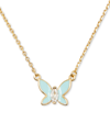 Kate Spade Gold-tone Cubic Zirconia & Colored Butterfly Pendant Necklace, 16" + 3" Extender In Blue/gold