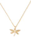 KATE SPADE GOLD-TONE PAVE DRAGONFLY PENDANT NECKLACE, 16" + 3" EXTENDER