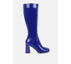 London Rag Hypnotize Patent Pu Block Heeled Calf Boots In Blue