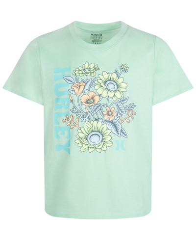 Hurley Kids' Big Girls Flourish Short Sleeve T-shirt In Reef Green