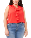 VINCE CAMUTO PLUS SIZE SPLIT-NECK RUFFLE-FRONT TOP