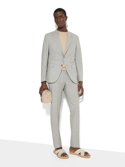 Zegna Light Grey And White 14milmil14 Wool Suit In Light Grey/white