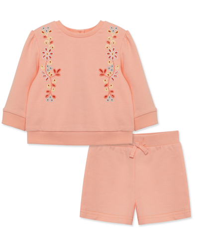 Little Me Baby Girls Eyelet 2 Piece Active Set In Pink