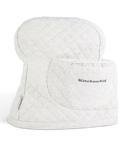 KITCHENAID FITTED TILT-HEAD TICKING STRIPE STAND MIXER COVER WITH STORAGE POCKET QUILTED, 14.37" X 18" X 10"