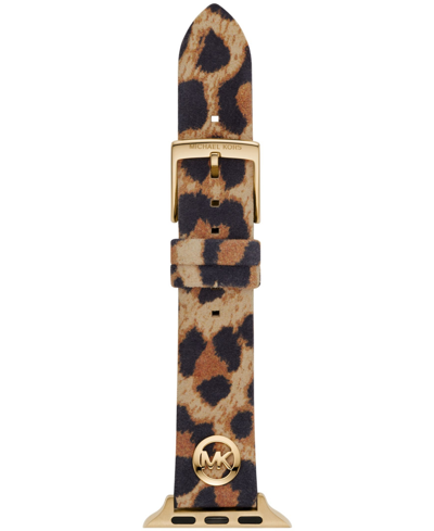 Michael Kors Women's Logo Charm Animal Print Leather Apple Watch Band, 38mm Or 40mm In Multicolor