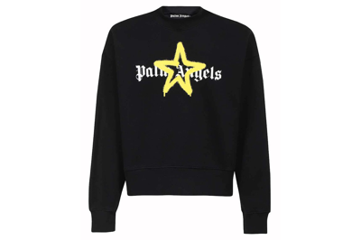 Pre-owned Palm Angels Spray Star Logo Sweatshirt Black/yellow