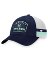 Fanatics Branded Deep Sea Blue/white Seattle Kraken Fundamental Striped Trucker Adjustable Hat In Deep Sea Blue,white