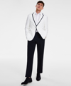 Tommy Hilfiger Men's Modern-fit Green Tipped Weave Sport Coat In White