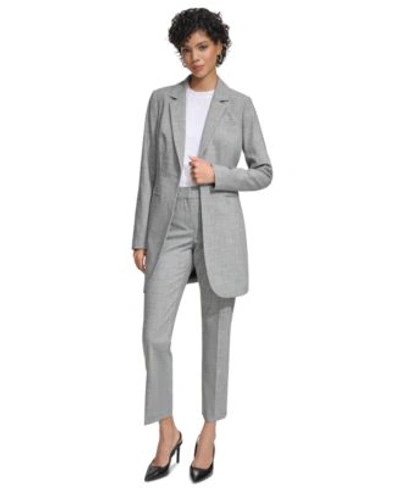 Calvin Klein One Button Long Blazer Straight Leg Pants In Black,white