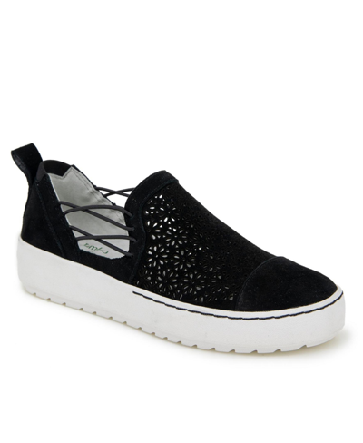 Jambu Erin Womens Suede Perforated Slip-on Sneakers In Black Solid