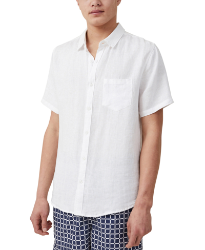 Cotton On Men's Linen Short Sleeve Shirt In White