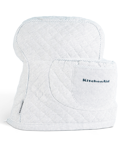 KITCHENAID FITTED TILT-HEAD TICKING STRIPE STAND MIXER COVER WITH STORAGE POCKET QUILTED, 14.37" X 18" X 10"