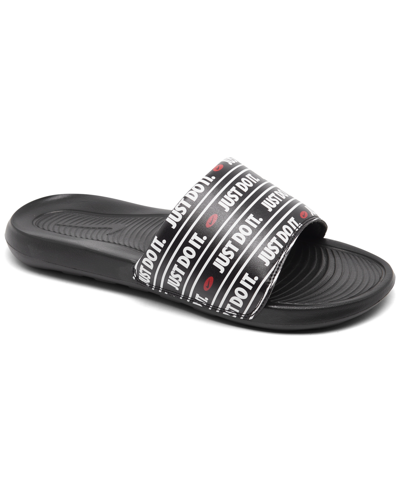 Nike Men's Victori One All-over Print Slide Sandals From Finish Line In Black,university Red