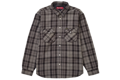 Pre-owned Supreme Quilted Flannel Snap Shirt Black