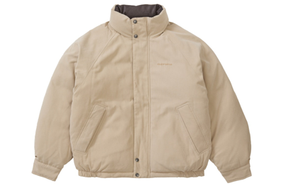Pre-owned Supreme Reversible Down Puffer Jacket Tan