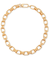 GUESS GOLD-TONE COLOR OVAL LINK LOGO 18" COLLAR NECKLACE